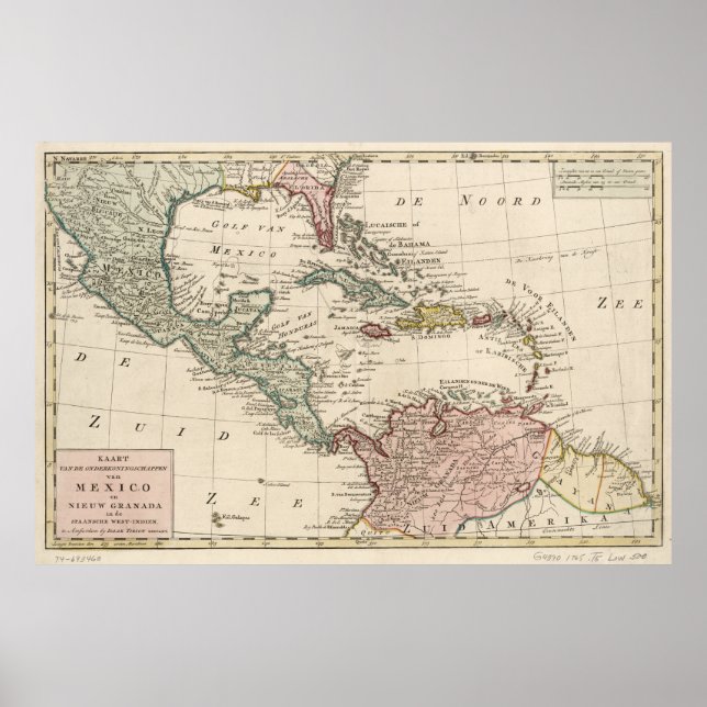 Old Map of the West Indies Caribbean (1765) Poster (Front)