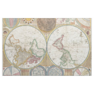 Old Map of the World Fabric