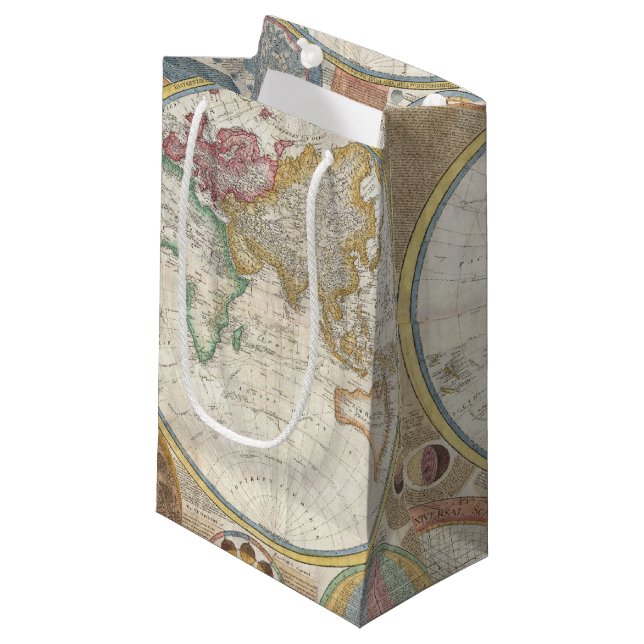Old Map of the World Small Gift Bag (Front Angled)
