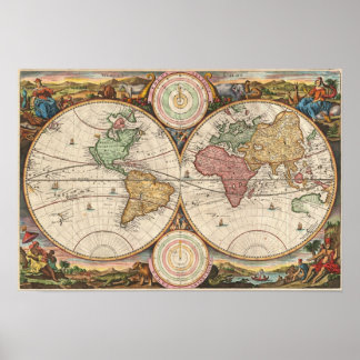 Old Map of The World: Stoopendal Poster