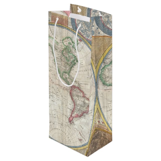 Old Map of the World Wine Gift Bag (Back Angled)