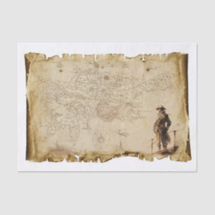 Old Map Pirate of the Caribbean On Ship Decoupage Tissue Paper