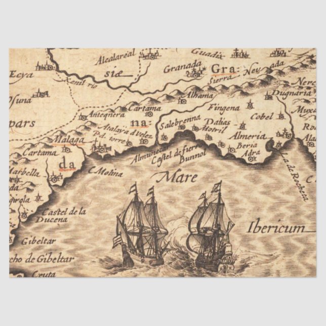 Old Map Series 1 Design 7 Tissue Paper (Front)