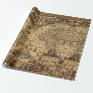 Old Map Vintage Travel World Map Traveller Gift Wrapping Paper