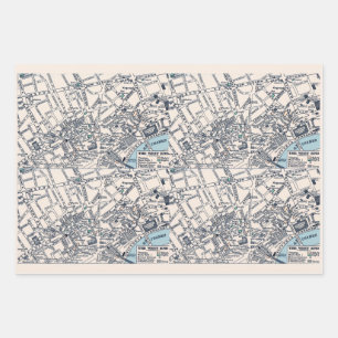 Old Maps London England Wrapping Paper Sheet