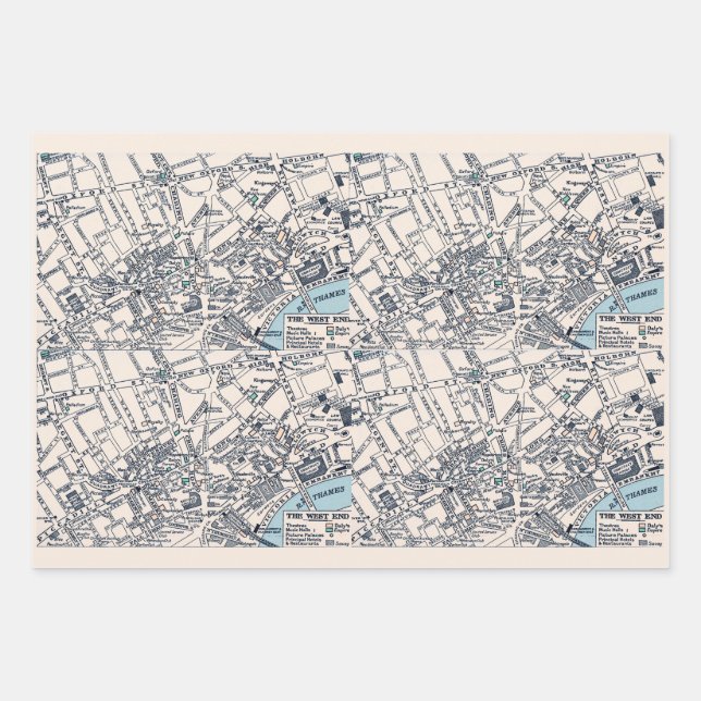 Old Maps London England Wrapping Paper Sheet (Front)