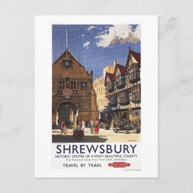 Old Market Hall View British Railways Poster Postcard (Front)
