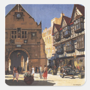 Old Market Hall View British Railways Poster Square Sticker