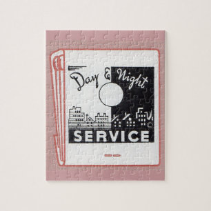 old matchbook cover Day & Night Service Jigsaw Puzzle