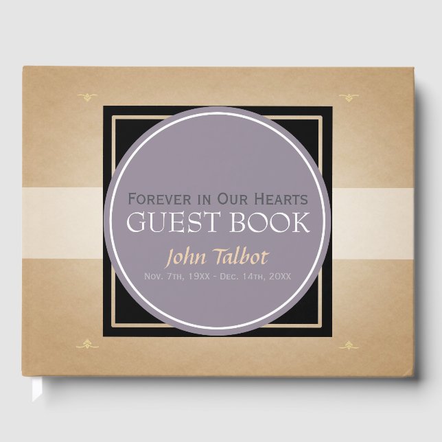 Old Mauve Circle Black Square Memorial Guest Book (Front)