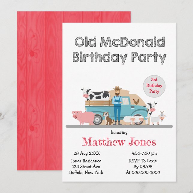Old McDonald Farm Birthday Party (Front/Back)