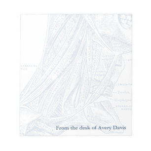 Old Medical Drawing Muscles of the Neck Blue Notepad