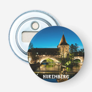 Old medieval bridge at night in Nuremberg Bottle Opener