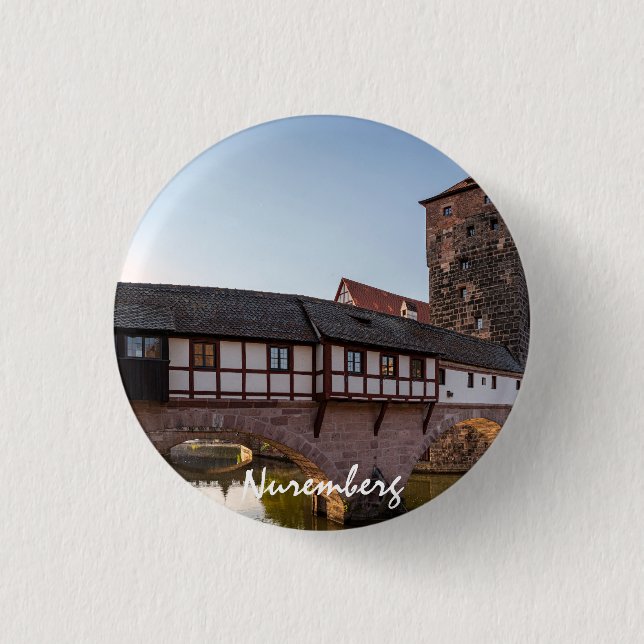 Old medieval bridge in Nuremberg, Germany 1 Inch Round Button (Front)
