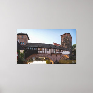 Old medieval bridge in Nuremberg, Germany Canvas Print
