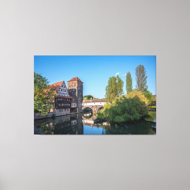 Old medieval bridge in Nuremberg, Germany Canvas Print (Front)