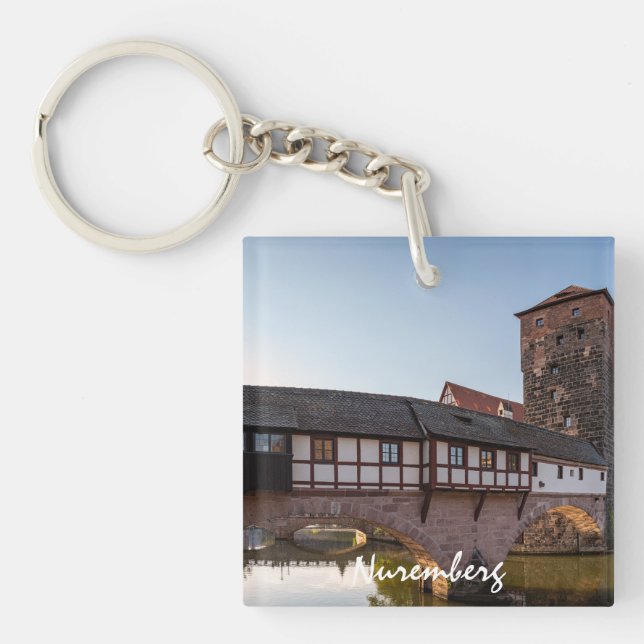 Old medieval bridge in Nuremberg, Germany Keychain (Front)