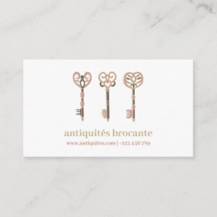 Old medieval keys illustration vintage business card