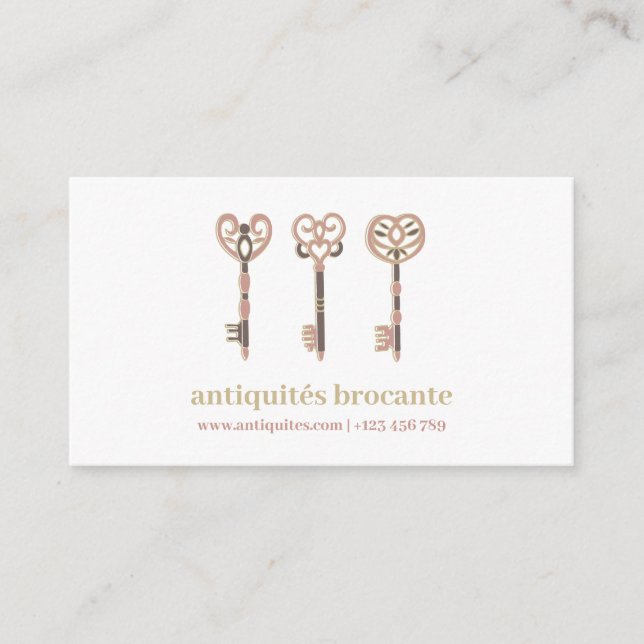 Old medieval keys illustration vintage business card (Front)