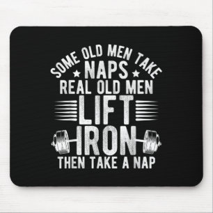 Old Men Gag Workout Gym Fitness Exercise Weightlif Mouse Pad