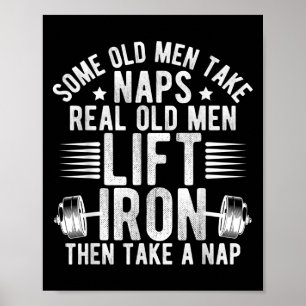 Old Men Gag Workout Gym Fitness Exercise Weightlif Poster