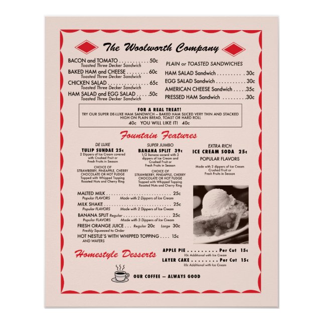Old Menu Poster (Front)