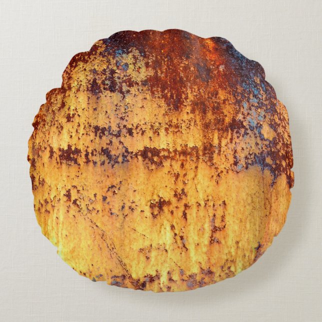 Old metal iron rust background and texture,  metal round pillow (Front)