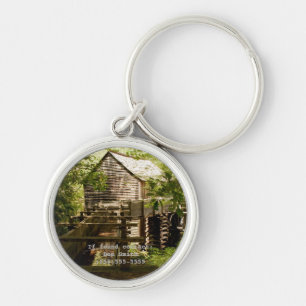 Old Mill and Waterwheel Personalized Keychain