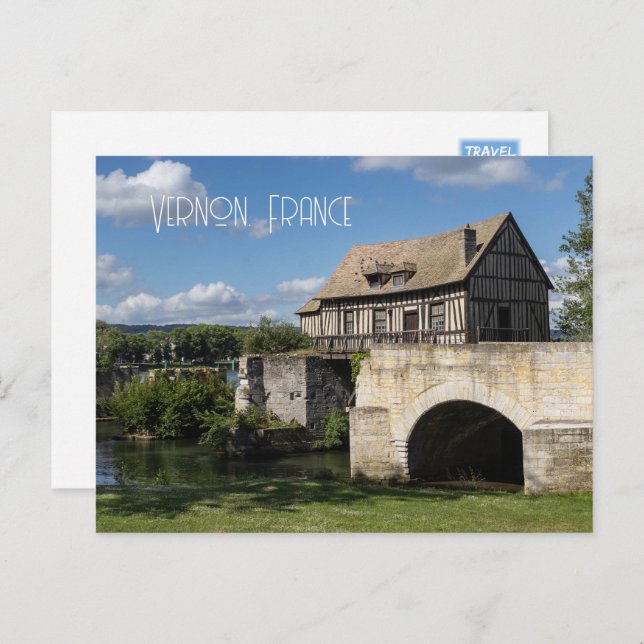 Old Mill by the River Seine, Vernon Holiday Postcard (Front/Back)