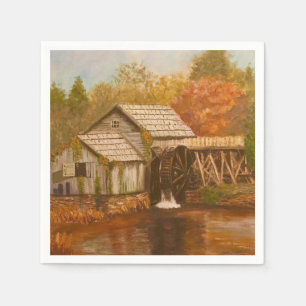 Old Mill In Autumn Paper Napkins