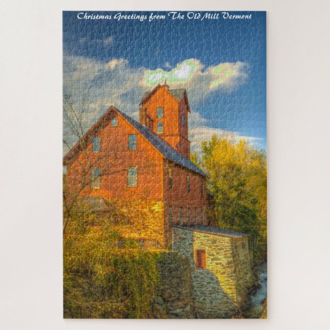 Old Mill in Vermont .Christmas Greetings Jigsaw Pu Jigsaw Puzzle (Vertical)