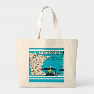 Old Minnesota Map Postcard  Large Tote Bag