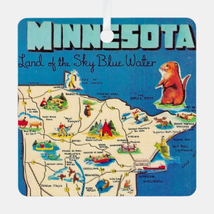 Old Minnesota Map Postcard Metal Ornament