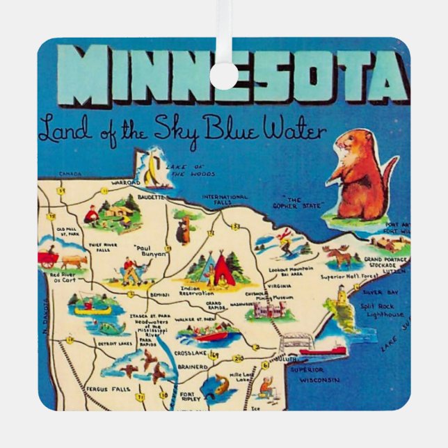 Old Minnesota Map Postcard Metal Ornament (Front)