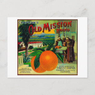 Old Mission Orange LabelFullerton, CA Postcard