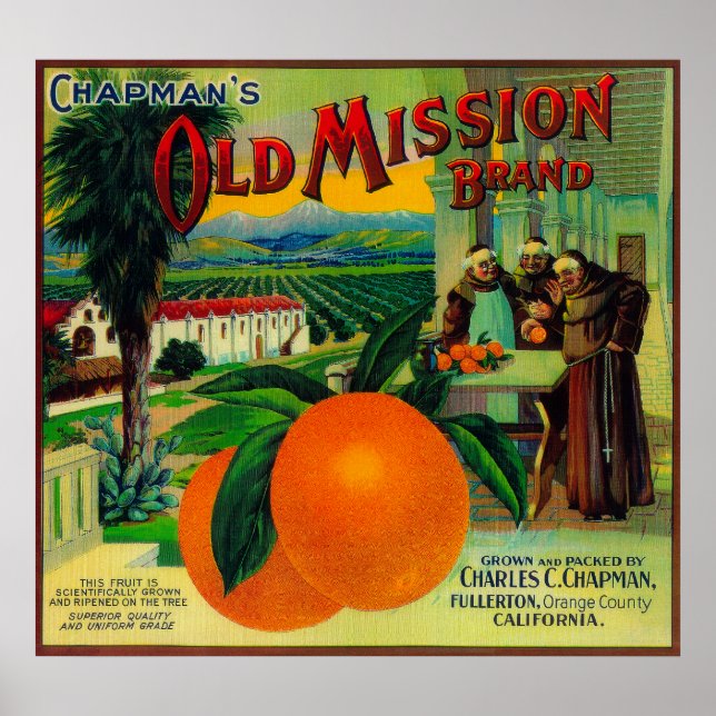 Old Mission Orange LabelFullerton, CA Poster (Front)