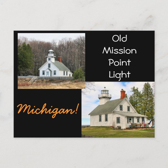 Old Mission Point Light Michigan Postcard (Front)