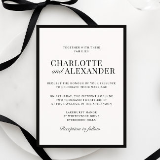 Old Money Aesthetic, off-white, framed  Wedding   Invitation
