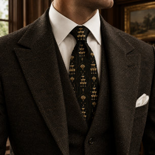 Old Money Art Deco Champagne Tower Gold Tie
