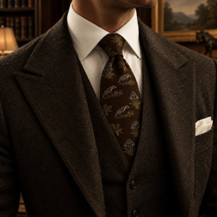 Old Money Badger Bluebell Woodland Espresso Tie