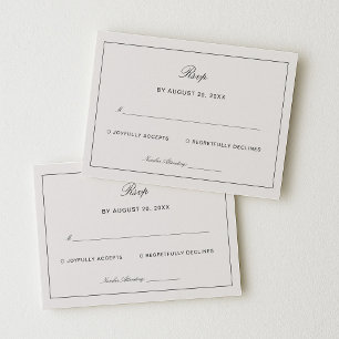 Old Money Black and Ivory Wedding Response Enclosure Card