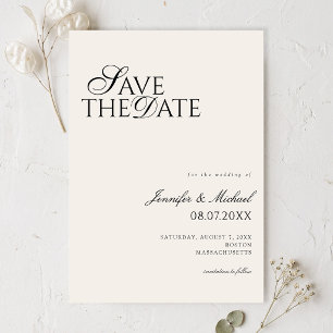 Old Money Black and Ivory Wedding Save The Date