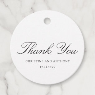 Old Money Black and White Classic Wedding Favour Tags