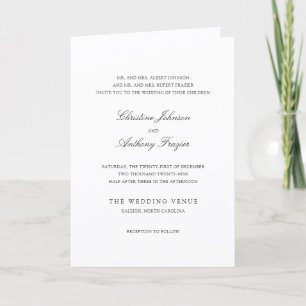 Old Money Black and White Classic Wedding Invitation