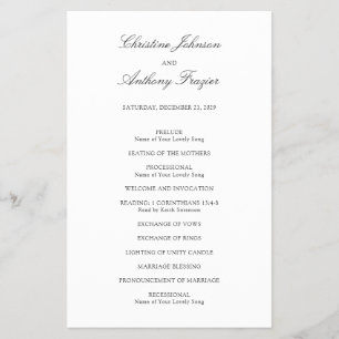 Old Money Black and White Classic Wedding Program