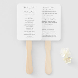 Old Money Black and White Classic Wedding Program Hand Fan