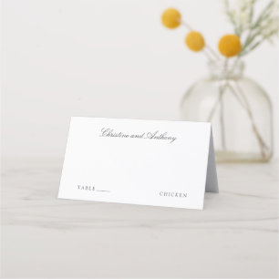Old Money Black and White Meal Choice Wedding Place Card