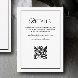 Old Money Black and White Wedding Details Enclosure Card