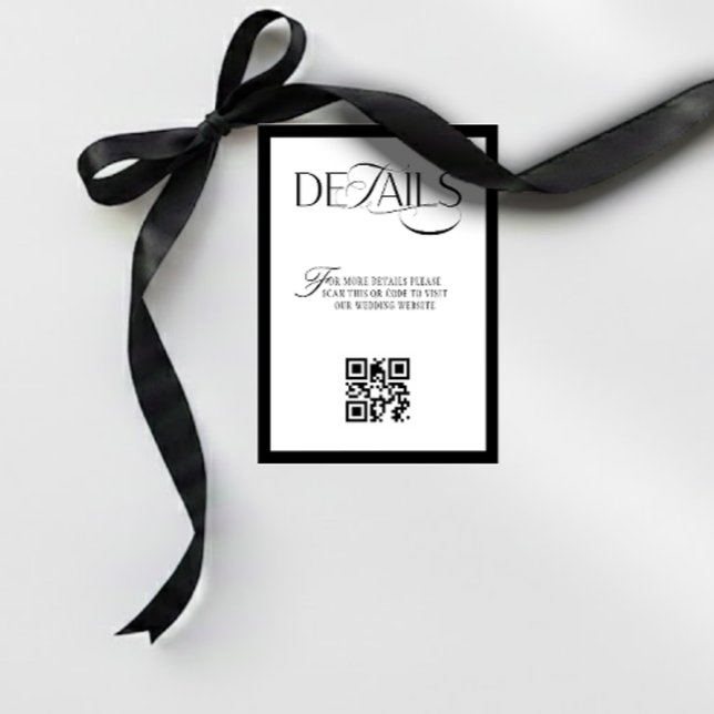 Old Money Black and White Wedding Details Enclosure Card (Creator Uploaded)