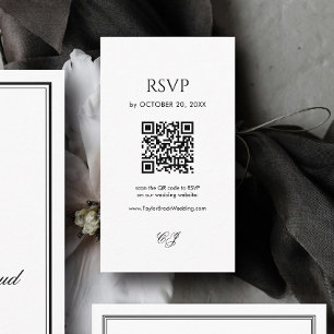 Old Money Black and White Wedding RSVP Enclosure Card